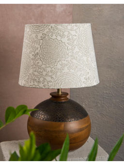 Fabindia - White Printed Fabric Lamp Shade (L)