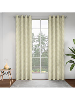 GM - Beige Leaf Papyrus Door Curtains (Pack of 2) (7 Feet)