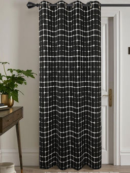 Jamio FIrati - Black and White Geometric Grid Print Single Curtain