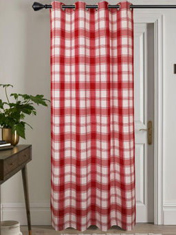 Jamio FIrati - Red and White Plaid Check Single Curtain