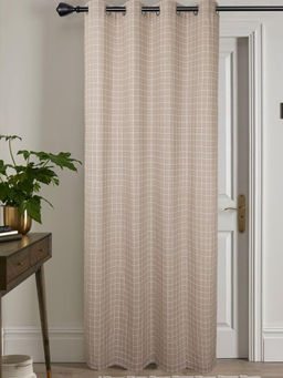Jamio FIrati - Beige Grid Print Single Curtain
