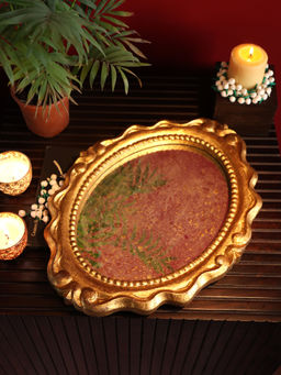 Revive Home - Red Glistening Gold Foil Glamour Mirror Trays (Pack of 2)