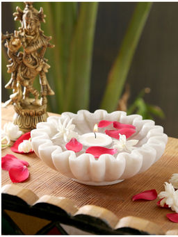 Revive Home - White Marble Urli Bowl
