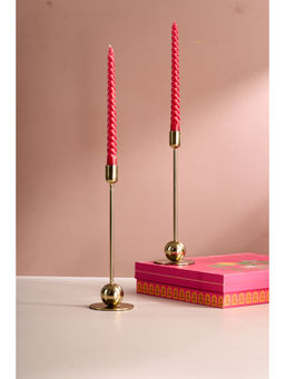 SG Home - Gold Pendulum Candle Holders with Wax Gift Set