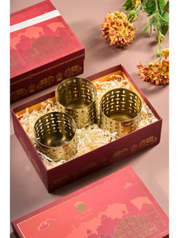 SG Home - Gold Indi Reflection Votives Candle Holders (Pack of 3)
