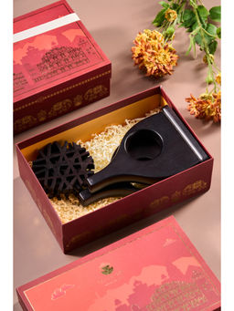 SG Home - Brown 6 Piece Indi Abstract Bud Vase & Coaster Gift Set