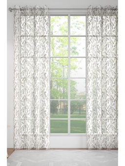 GM - Leaf Grey Sheer Door Curtains (Pack of 2) (7 Feet)