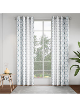 GM - Scallop Pacific Blue Door Curtains (Pack of 2) (7 Feet)
