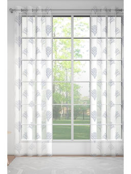 GM - Scallop Pacific Blue Sheer Door Curtains (Pack of 2) (7 Feet)