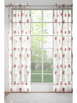 GM - Floral Lemonade Pink Sheer Door Curtains (Pack of 2) (7 Feet)