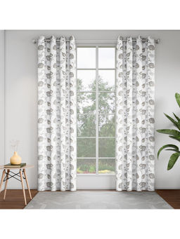 GM - Floral Grey Door Curtains (Pack of 2) (7 Feet)