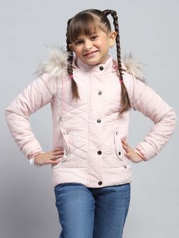 Monte Carlo - Girls Peach Detachable Hood Full Sleeve Jacket