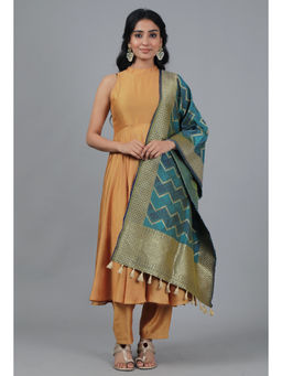 Tjori - Cerulean and Sapphire Blue Bandhani Brocade Dupatta