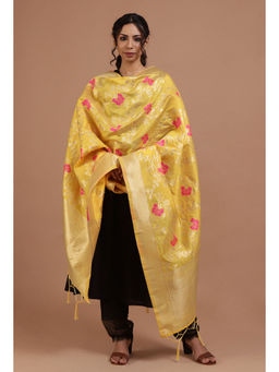 Tjori - Yellow Color Semi Silk Dupatta with Zari Weaving