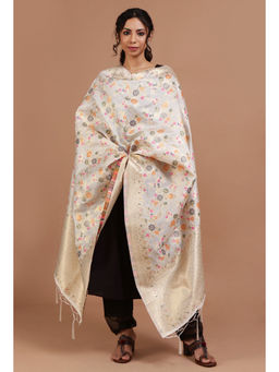 Tjori - Off White Color Semi Silk Dupatta with Zari Weaving