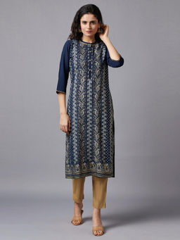 Aurelia - Blue Floral Printed Kurta