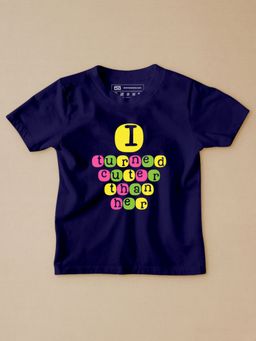 Be Awara - Cuter Than Her Half Sleeves Kids T-shirt Navy Blue