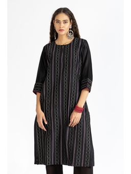 SMRITI GUPTA - Black Chanderi Patchwork and Embroidered Kurta