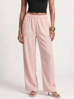 NISHORAMA - Pink Solid Straight Pant