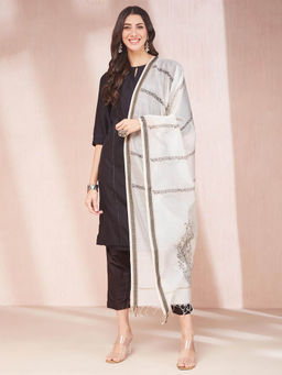 Fabindia - Natural Cotton Silk Blend Hand Block Printed Dupatta