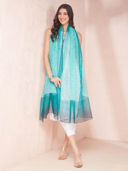 Fabindia - Teal Cotton Silk Dupatta