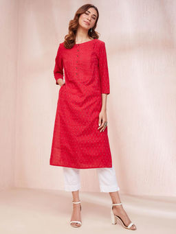 Fabindia - Red Cotton Long Kurta