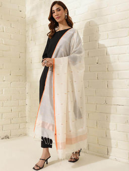 Fabindia - Beige Cotton Silk Blend Banarasi Dupatta