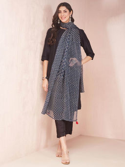 Fabindia - Indigo Cotton Silk Hand Block Printed Dupatta