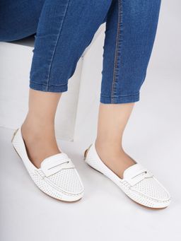 ELLE - White Round Toe Women Loafers