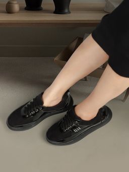 ELLE - Black Round Toe Women Sneakers