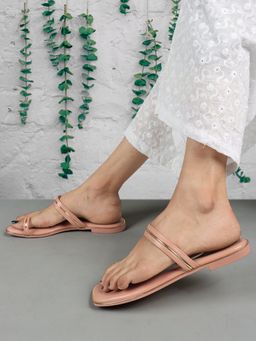 ELLE - Peach Square Toe Party Wear Flats