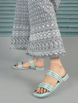 ELLE - Blue Square Toe Party Wear Flats