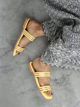 ELLE - Yellow Square Toe Party Wear Flats
