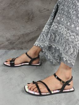 ELLE - Black Square Toe Party Wear Sandals