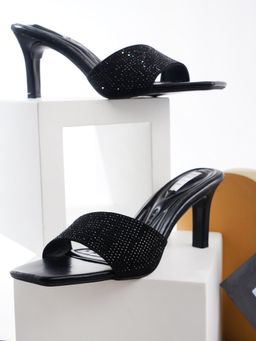 ELLE - Black Square Toe Party Wear Heels