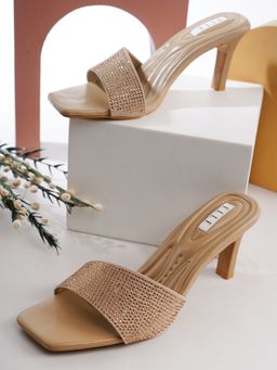 ELLE - Gold Square Toe Party Wear Heels