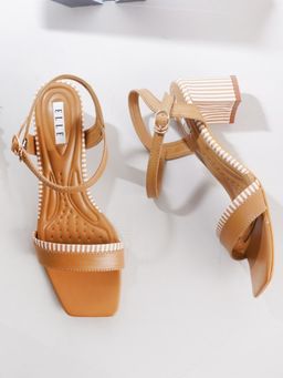 ELLE - Khaki Square Toe Party Wear Heels