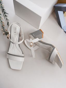 ELLE - White Square Toe Party Wear Heels