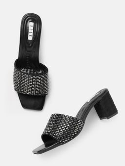 ELLE - Black Square Toe Party Wear Heels