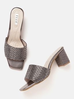 ELLE - Grey Square Toe Party Wear Heels