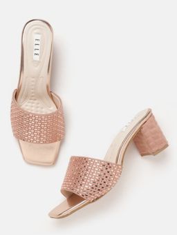 ELLE - Gold Square Toe Party Wear Heels