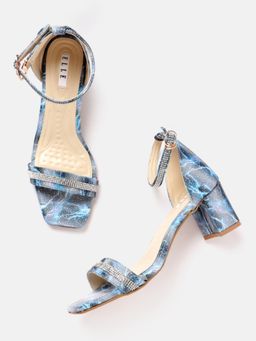 ELLE - Blue Square Toe Party Wear Heels
