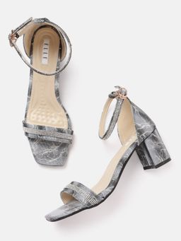 ELLE - Grey Square Toe Party Wear Heels