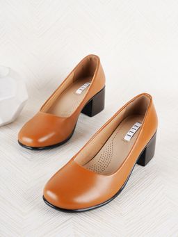 ELLE - Camel Round Toe Party Wear Pumps