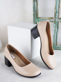 ELLE - Nude Round Toe Party Wear Pumps