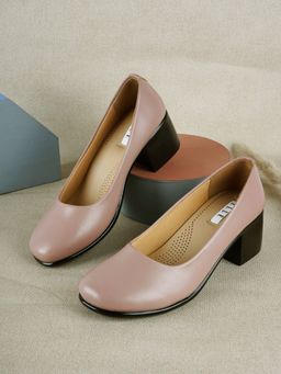ELLE - Peach Round Toe Party Wear Pumps