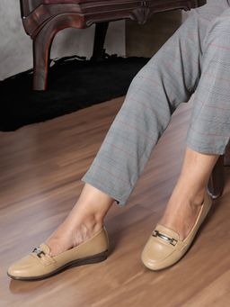ELLE - Beige Round Toe Party Wear Loafers