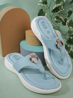 ELLE - Blue Round Toe Party Wear Flats