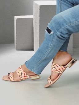 ELLE - Peach Square Toe Party Wear Flats