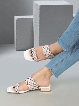 ELLE - White Square Toe Party Wear Flats